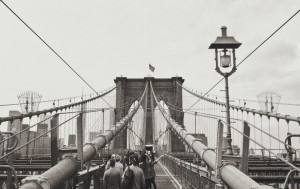 new york city brooklyn bridge black & white